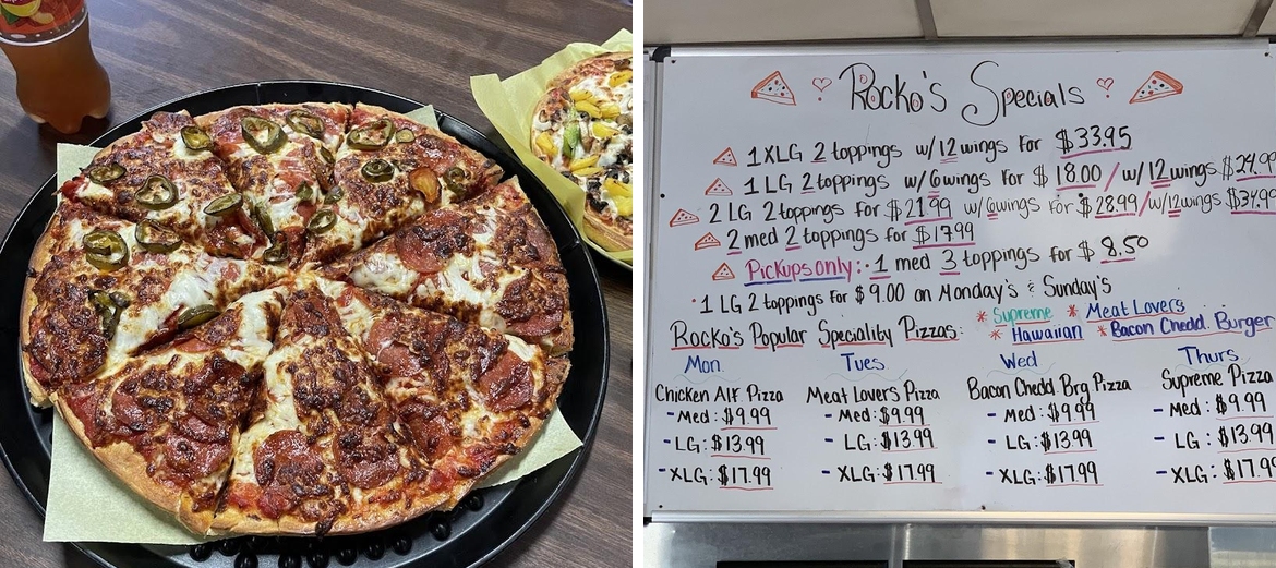 Rocko's Pizza Menu